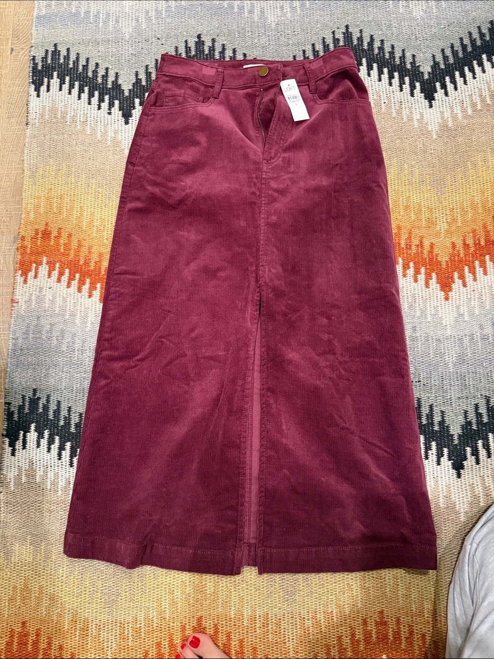 NWT Gorg LOFT Corduroy Midi Skirt 0